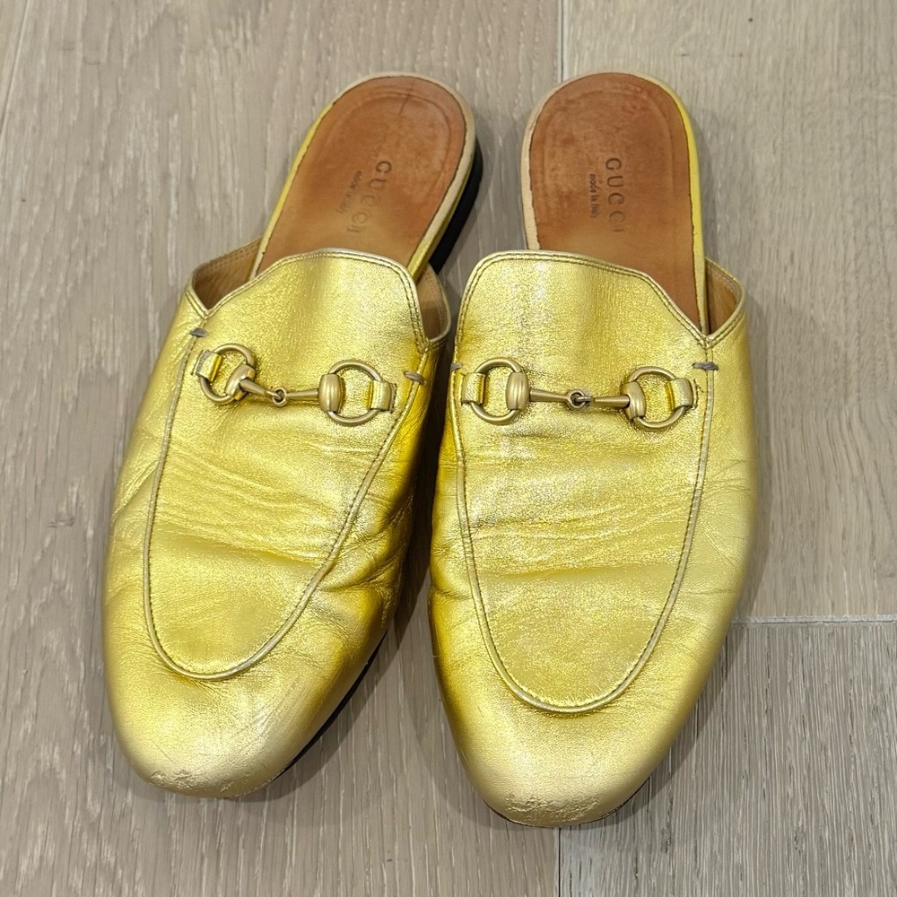 Gucci Women's Gold Mules - Picture 3 of 13